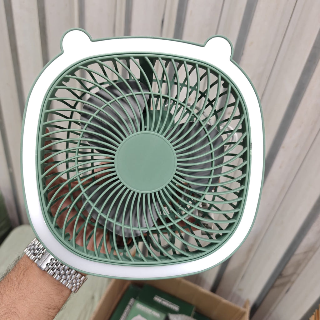 Mini Desktop Fan with LED Light (Hanging + Standing)
